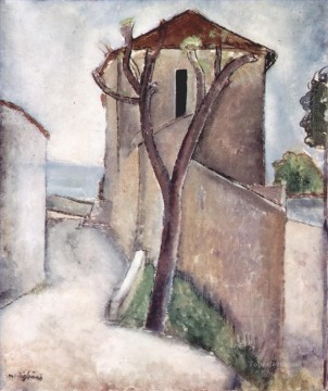 árbol y casa 1919 Amedeo Modigliani Pinturas al óleo